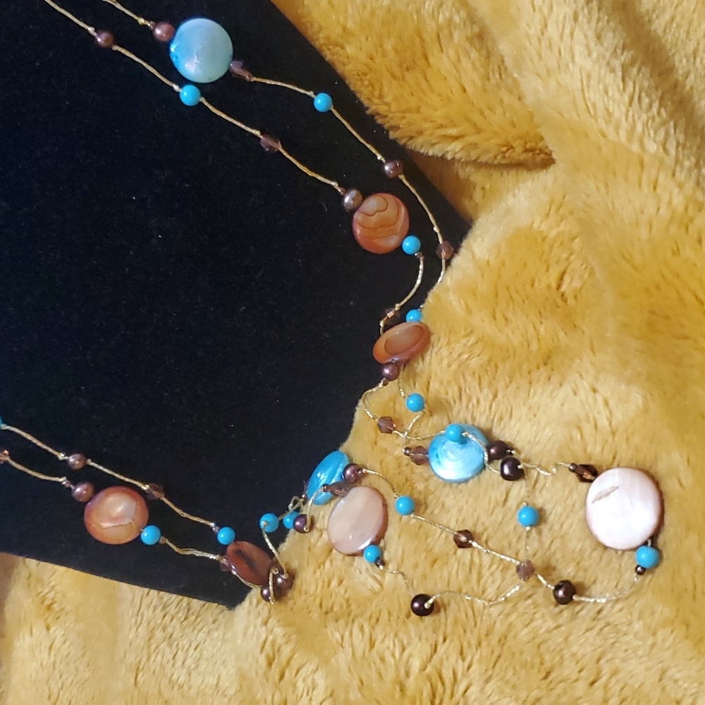 Double Chain Long Statement Necklace - image 3